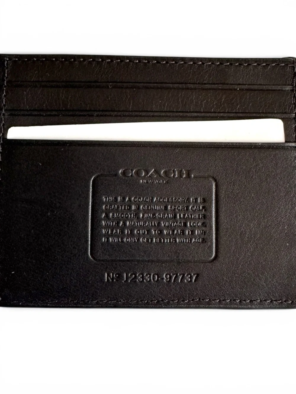 COACH Black Sport Calf Leather Bifold Wallet 6 Card Billfold NWT